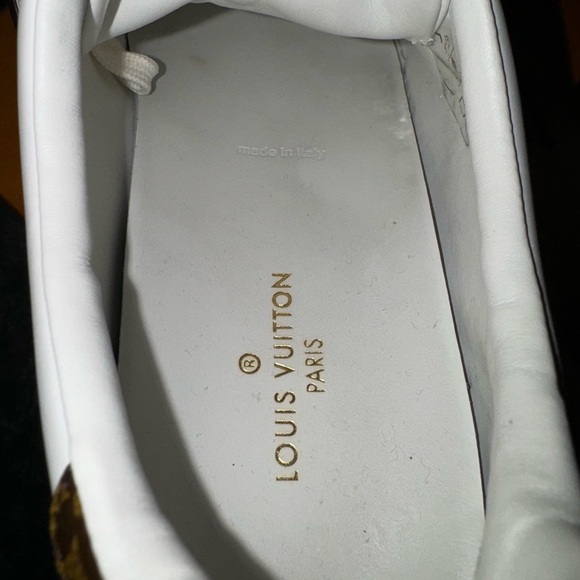 Louis Vuitton White Leather with Brown Canvas Monogram Frontrow womens sneakers - Picture 8 of 8